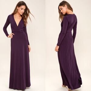 NWT Lulus Chic-Quinox Plum Purple Long Sleeve Maxi Dress